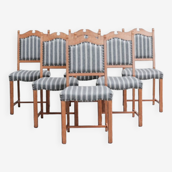 Ensemble de six chaises de salle à manger vintage en chêne, Danemark