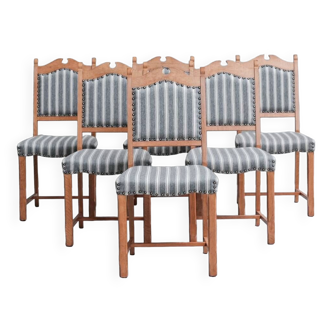 Ensemble de six chaises de salle à manger vintage en chêne, Danemark