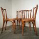 Set de 4 chaises bistrot en bois courbé, dossier épingle