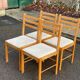 4 Scandinavian dining chairs in solid wood and fabric from the 1980s.