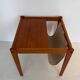 occasional table / magazine rack in teak and turbo-edged fabric