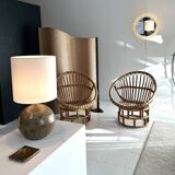 Pair of rattan shell armchairs, 1960s