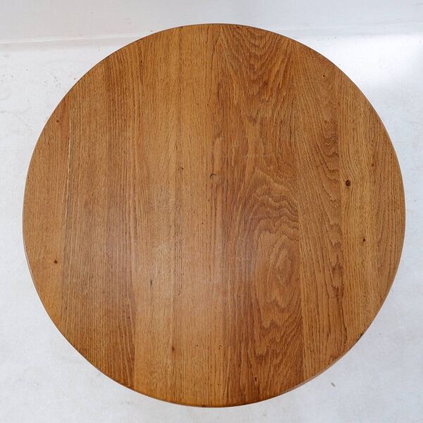 Table basse ronde avec base en fer forgé torsadé, France 1960s - Ø 67cm