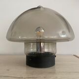 Champignon / plafonnier vintage en verre fumé