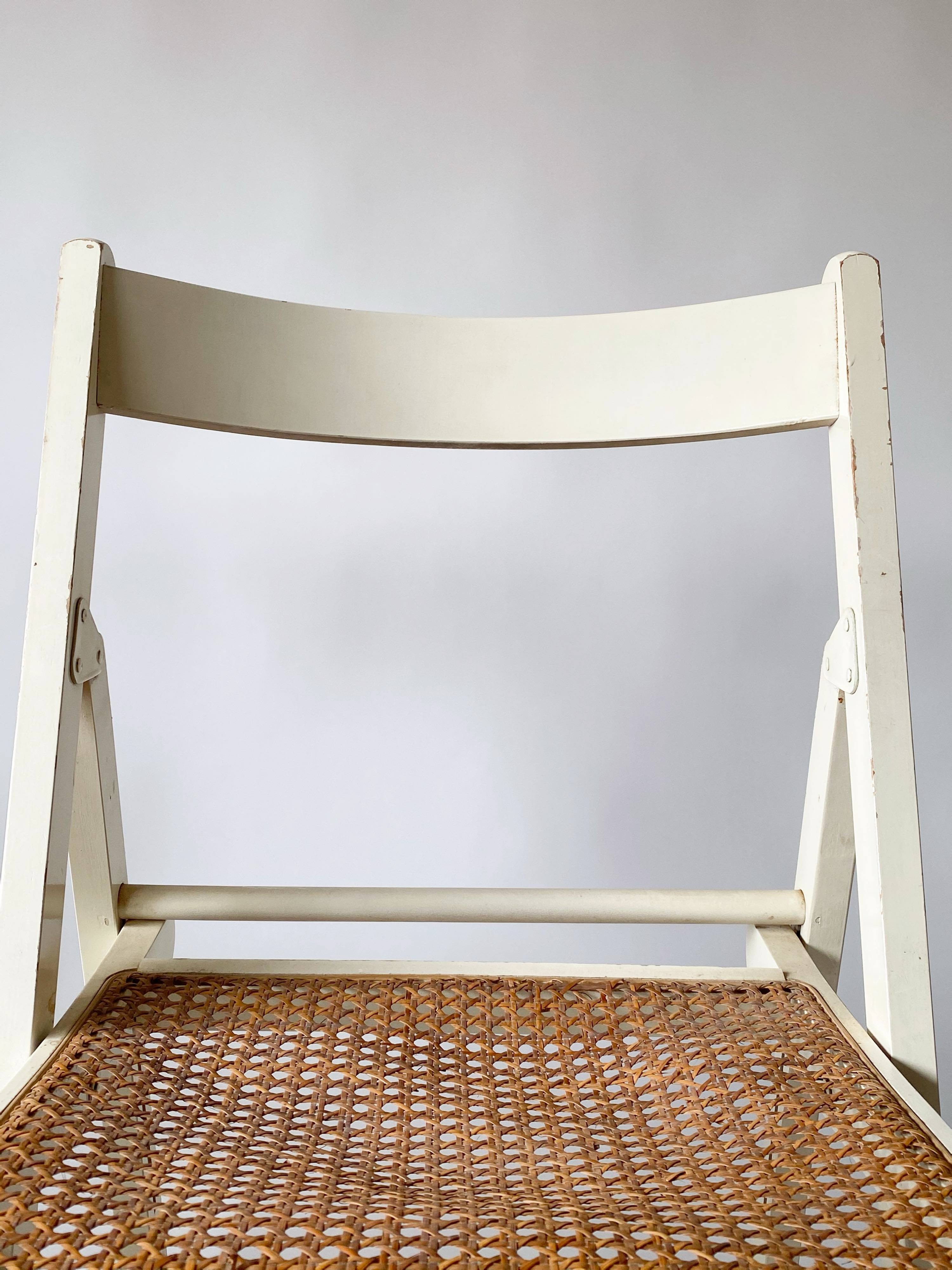 Pair folding chairs caning