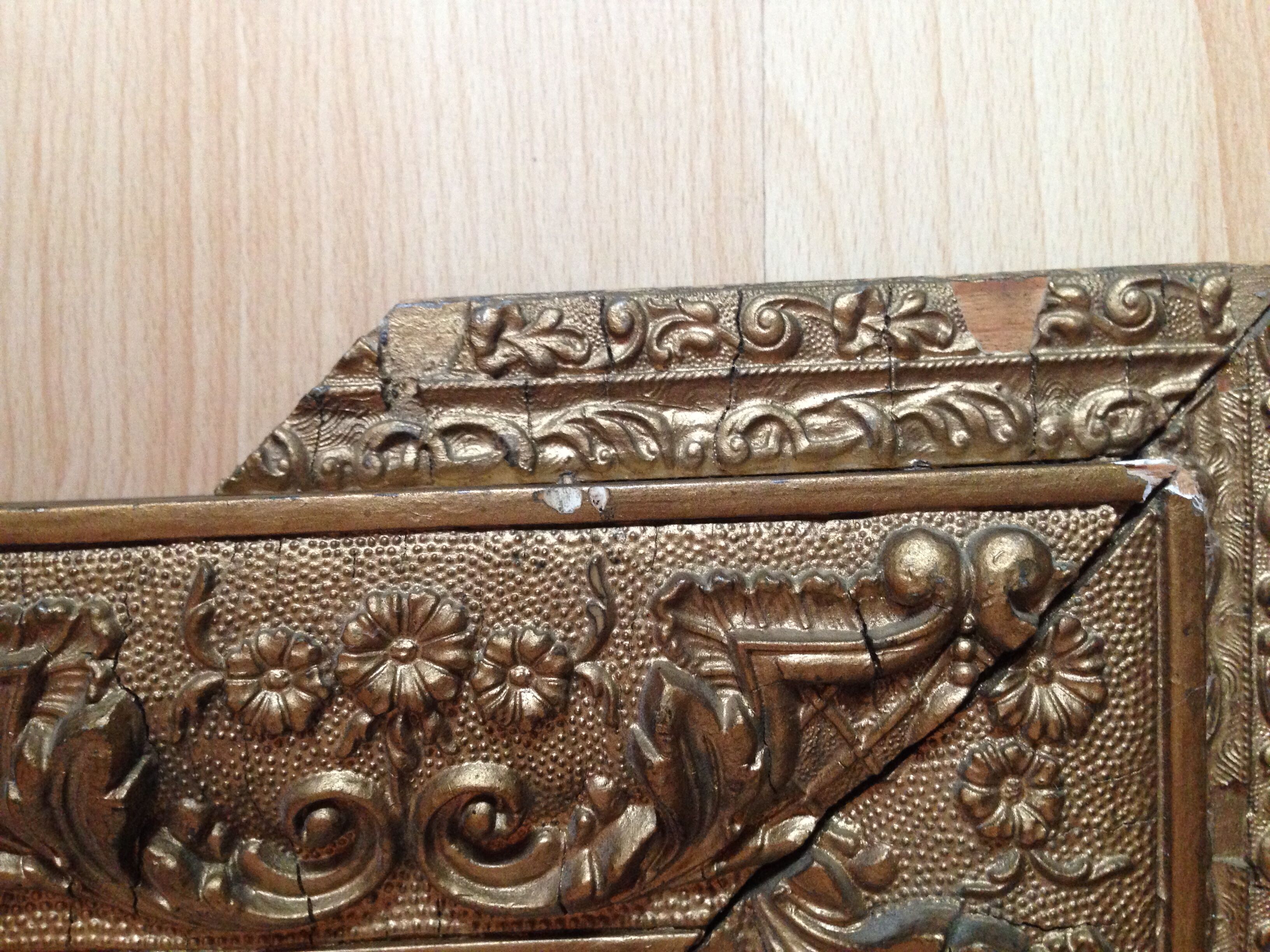 Mirror old wood and gilded stucco 57x71cm