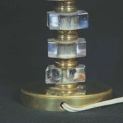 Pair of brass & lucite bedside lamps, France, Mid-Century