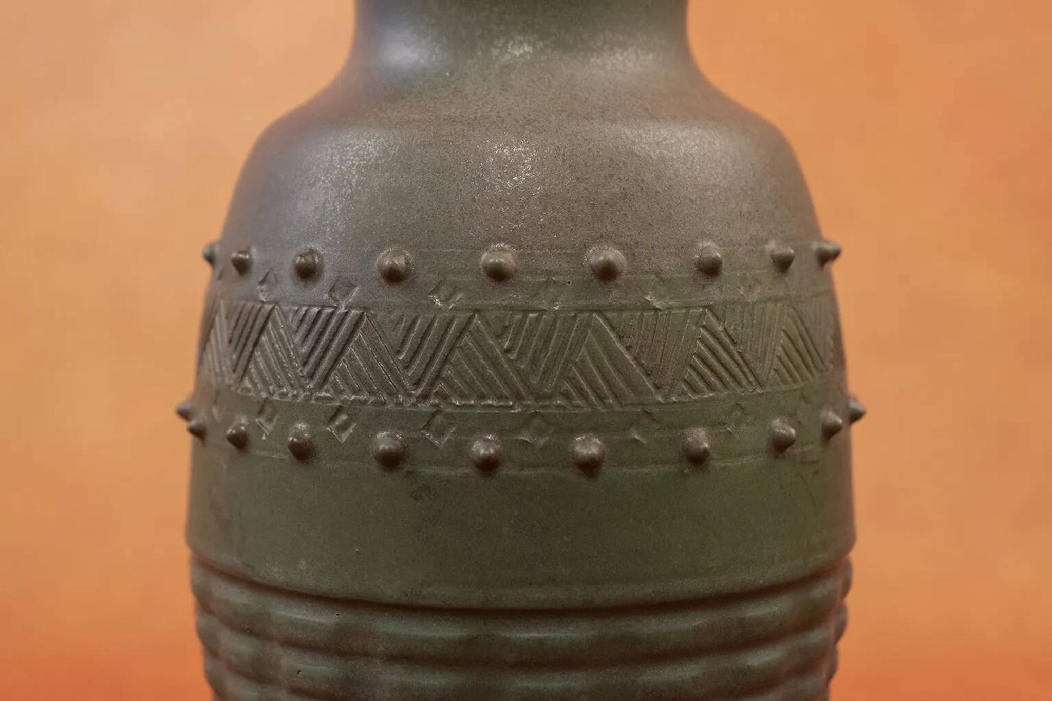 Vase Art déco Charles Greber en grès émaillé brun vert - 1920 - 25 cm