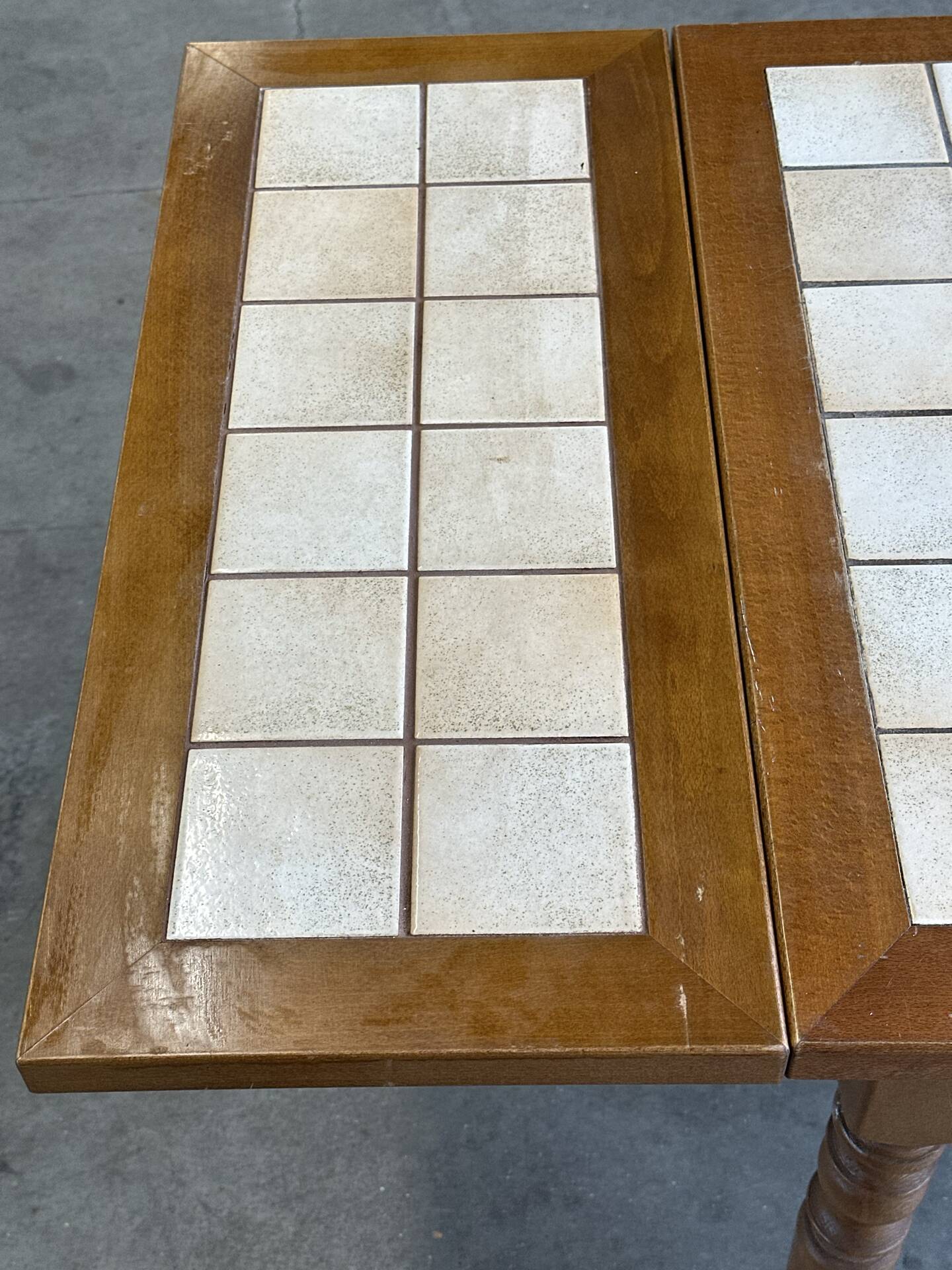 Vintage extendable dining table in wood and ceramic – 1970s
