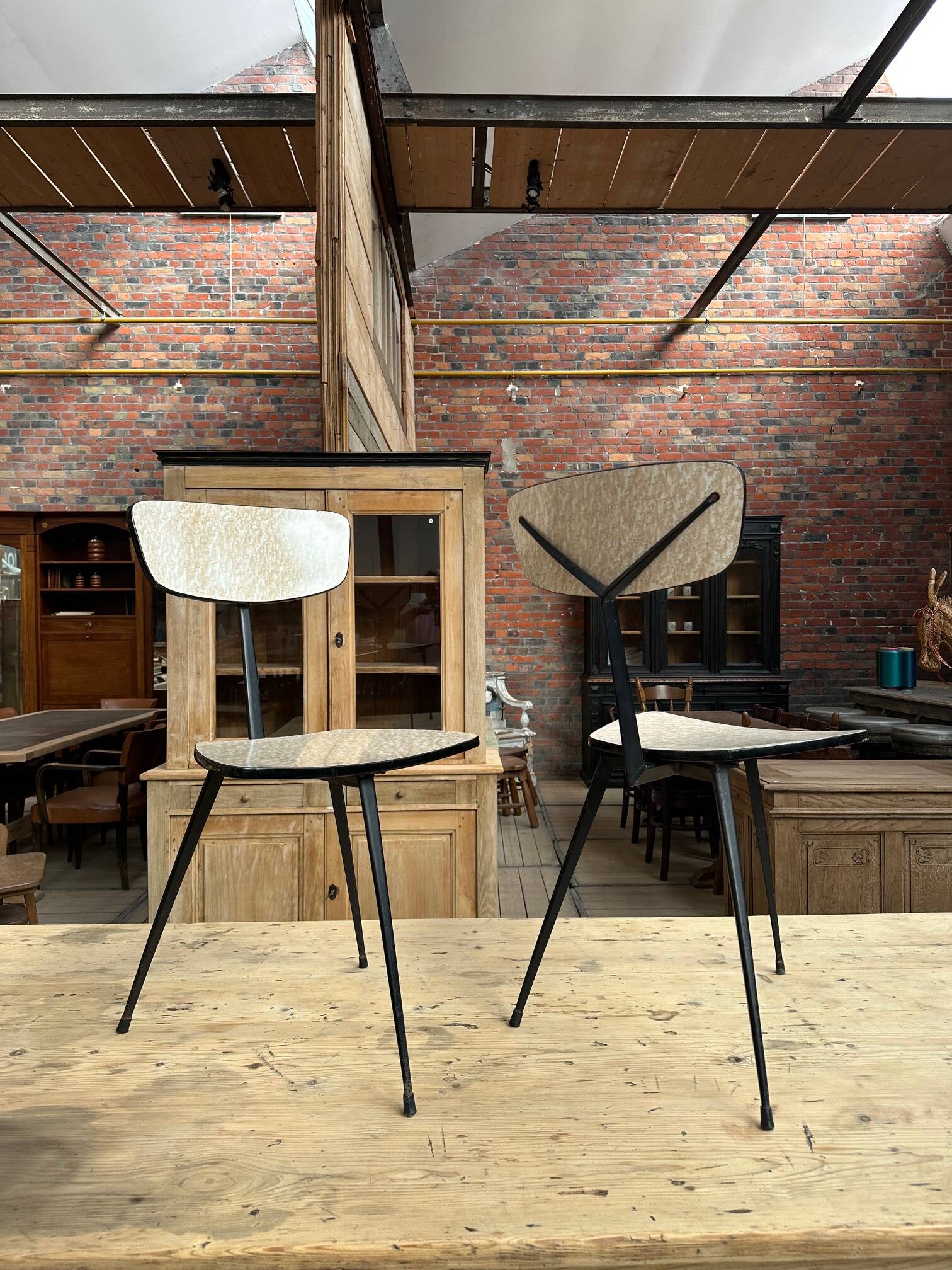 Pair of 60s tripod chairs