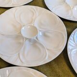 Set of 6 white porcelain oyster plates from Pillivuyt