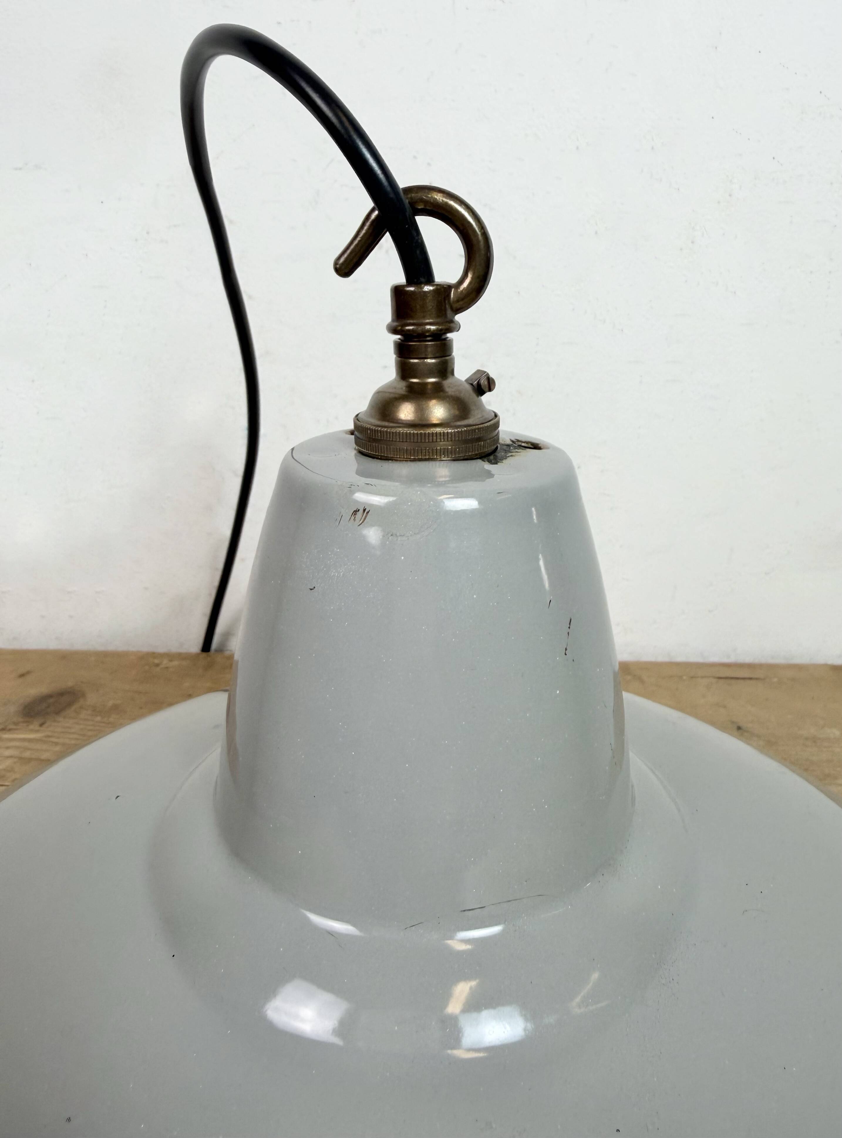 Industrial Grey Enamel Factory Pendant Lamp from Thorlux, 1960s