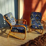 Pair of vintage rattan armchairs