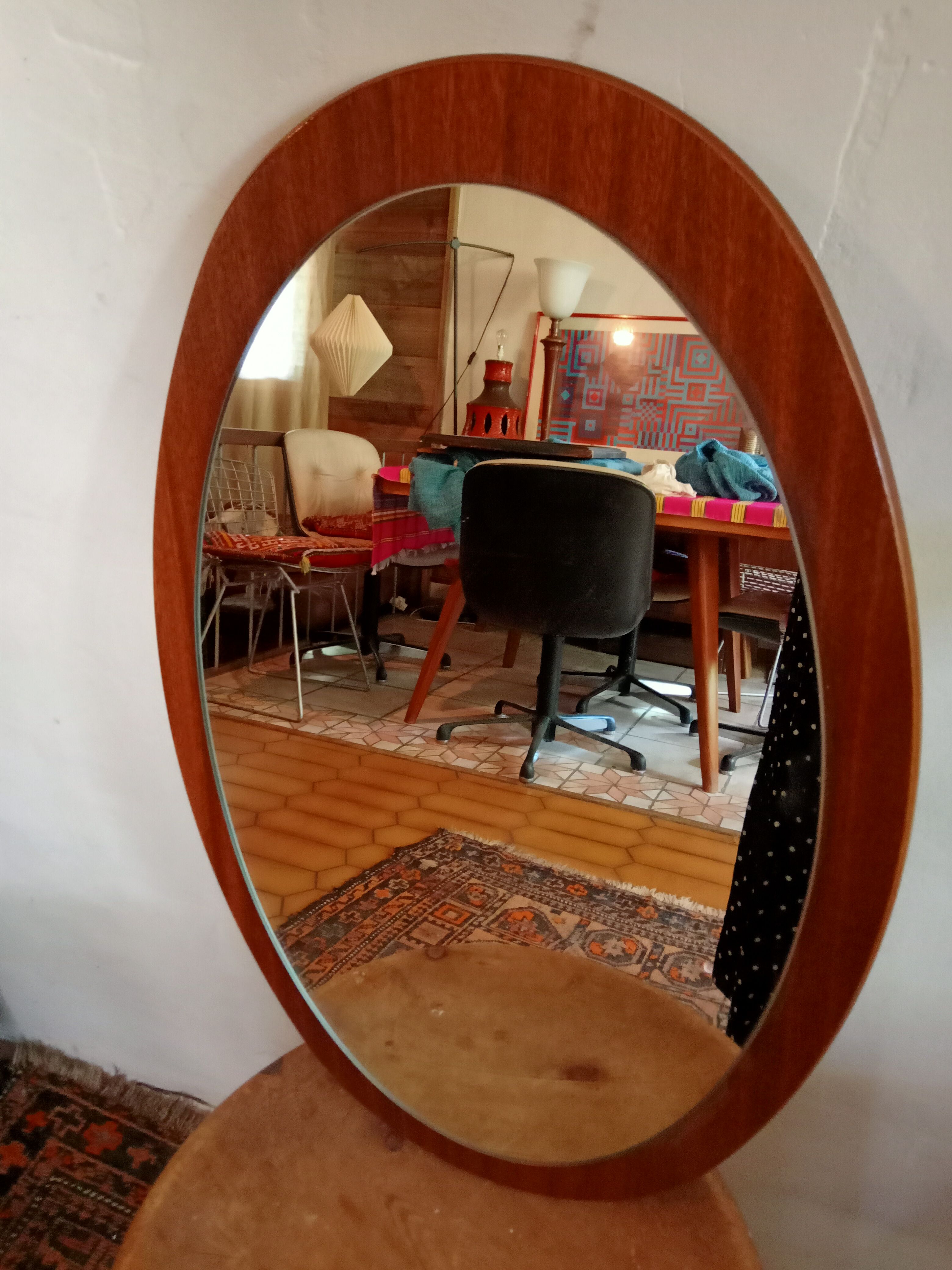 Danish Scandinavian oval mirror 60s
