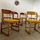 Set of 7 Baumann sled chairs in wood and mustard yellow fabric, 1960s