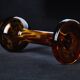 Amber blown glass candlestick – Art Deco style – 24.5 cm
