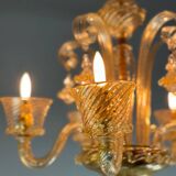 Venetian chandelier in golden murano glass 5 arms of light circa 1930
