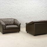 Comfortable Leolux Seal Brown Leather Lounge Chairs The Netherlands 1970s