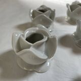 White porcelain rose shaped candle holders