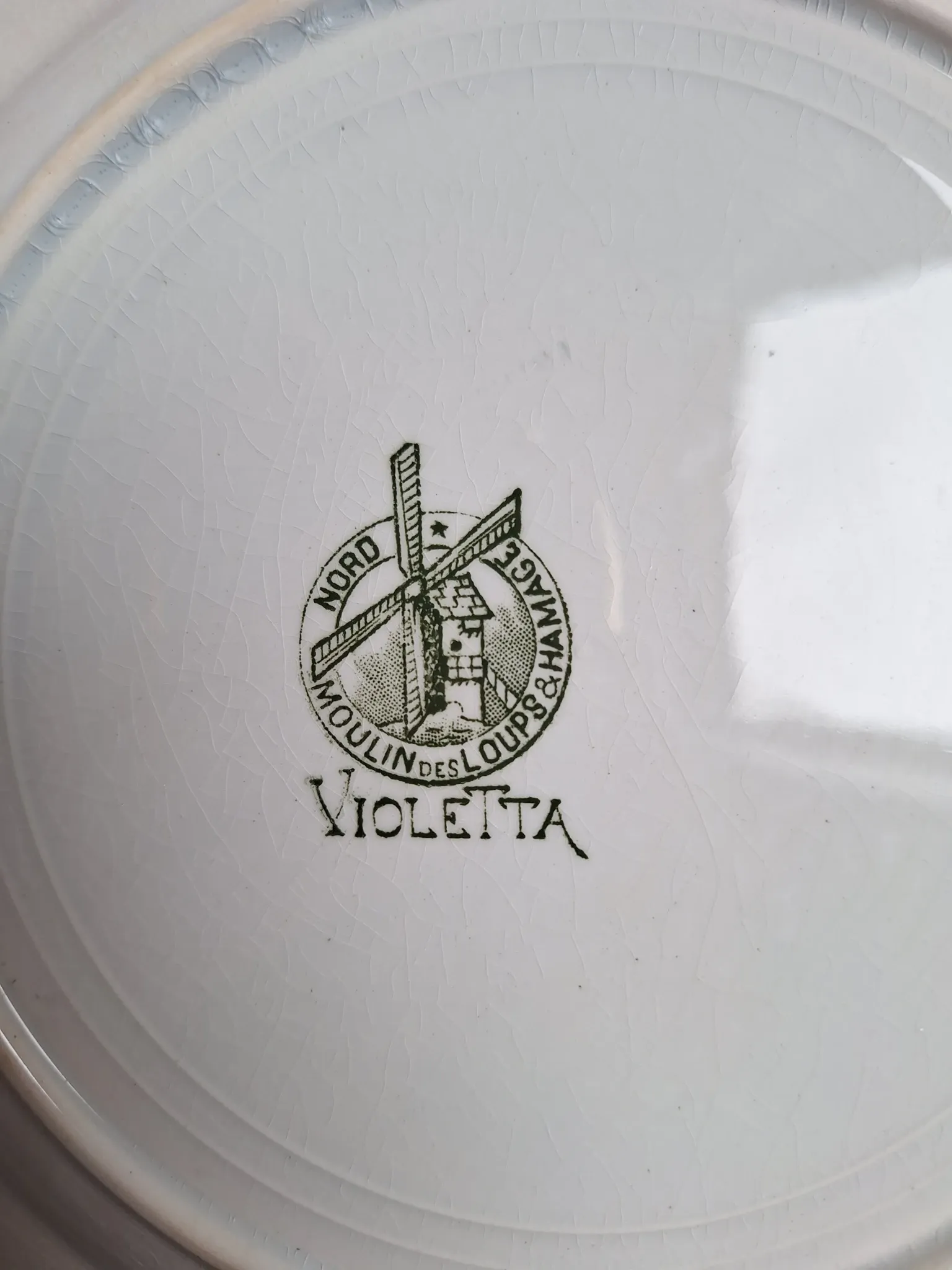 Assiettes plates vertes Moulin des Loups modèle Violetta