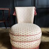 Napoleon III Style Armchair and Pouf with Pink Bow Decor