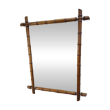 Large cherry wood bamboo mirror 100×76cm