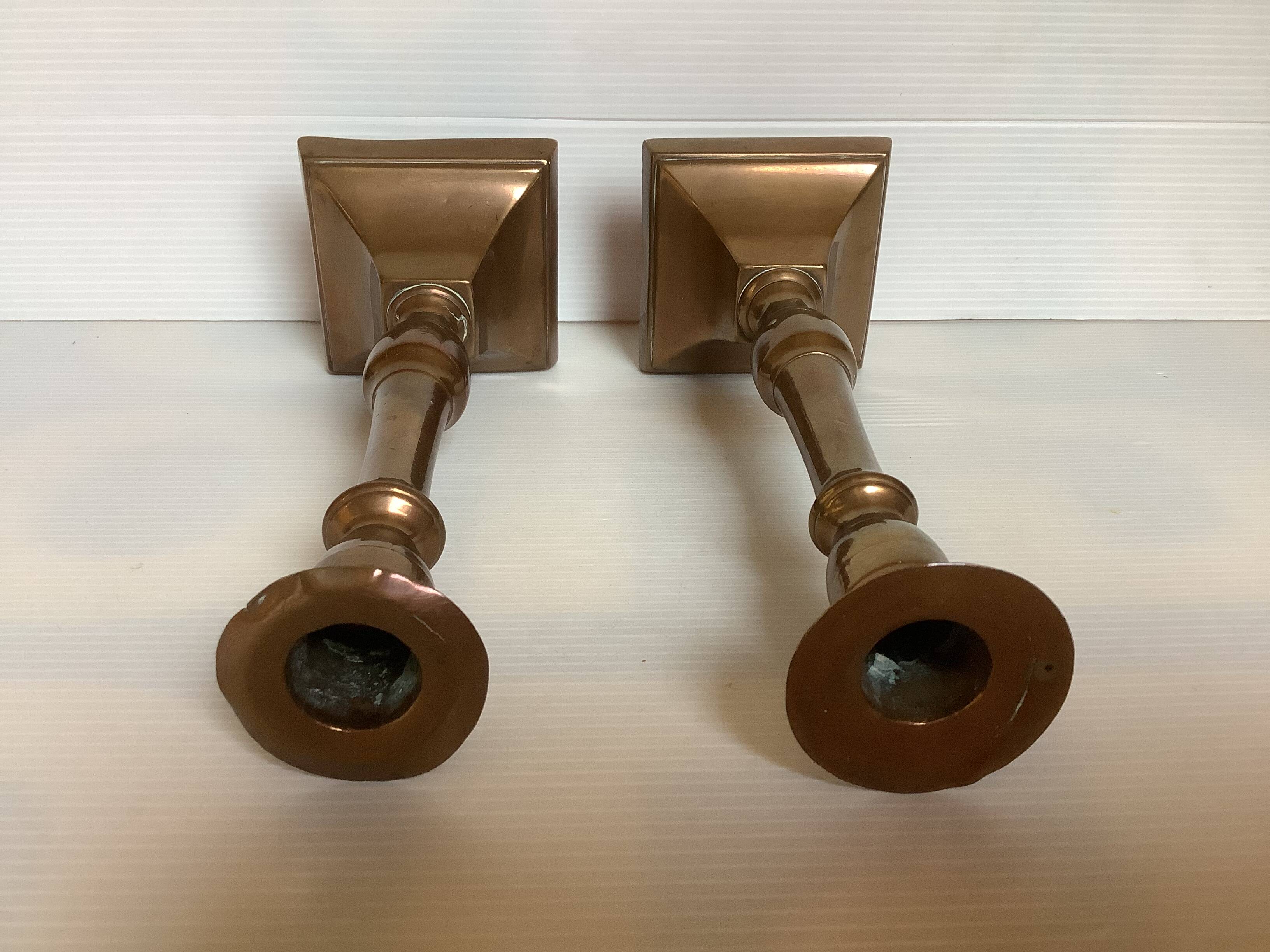Pair of antique brass candlesticks
