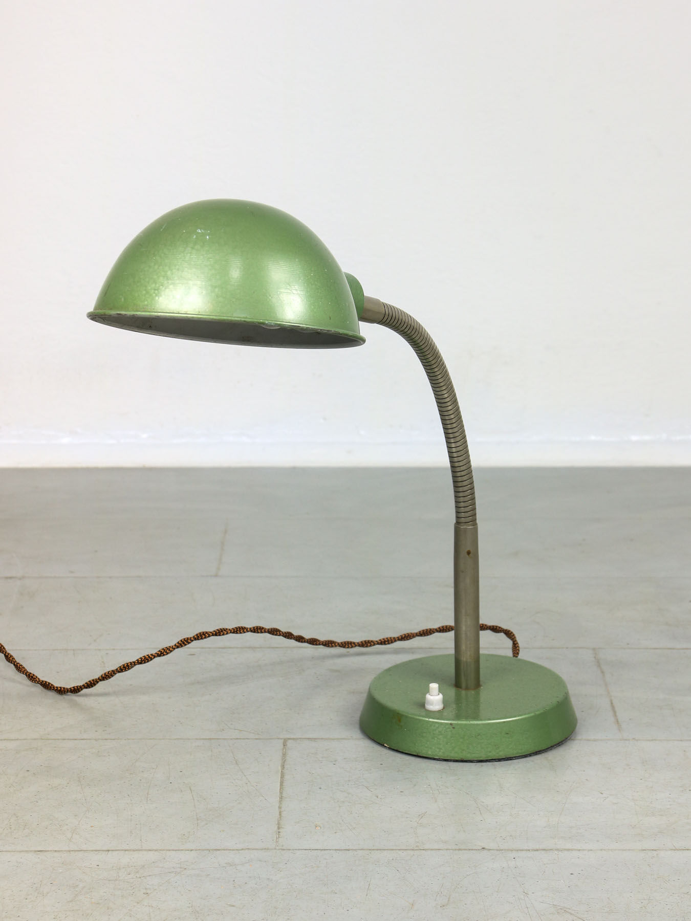 Vintage green gooseneck table lamp