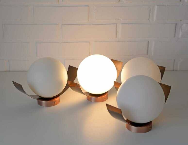 Vintage wall lamp, 1 of 4, brutalist sconce, copper ceiling light 1970's