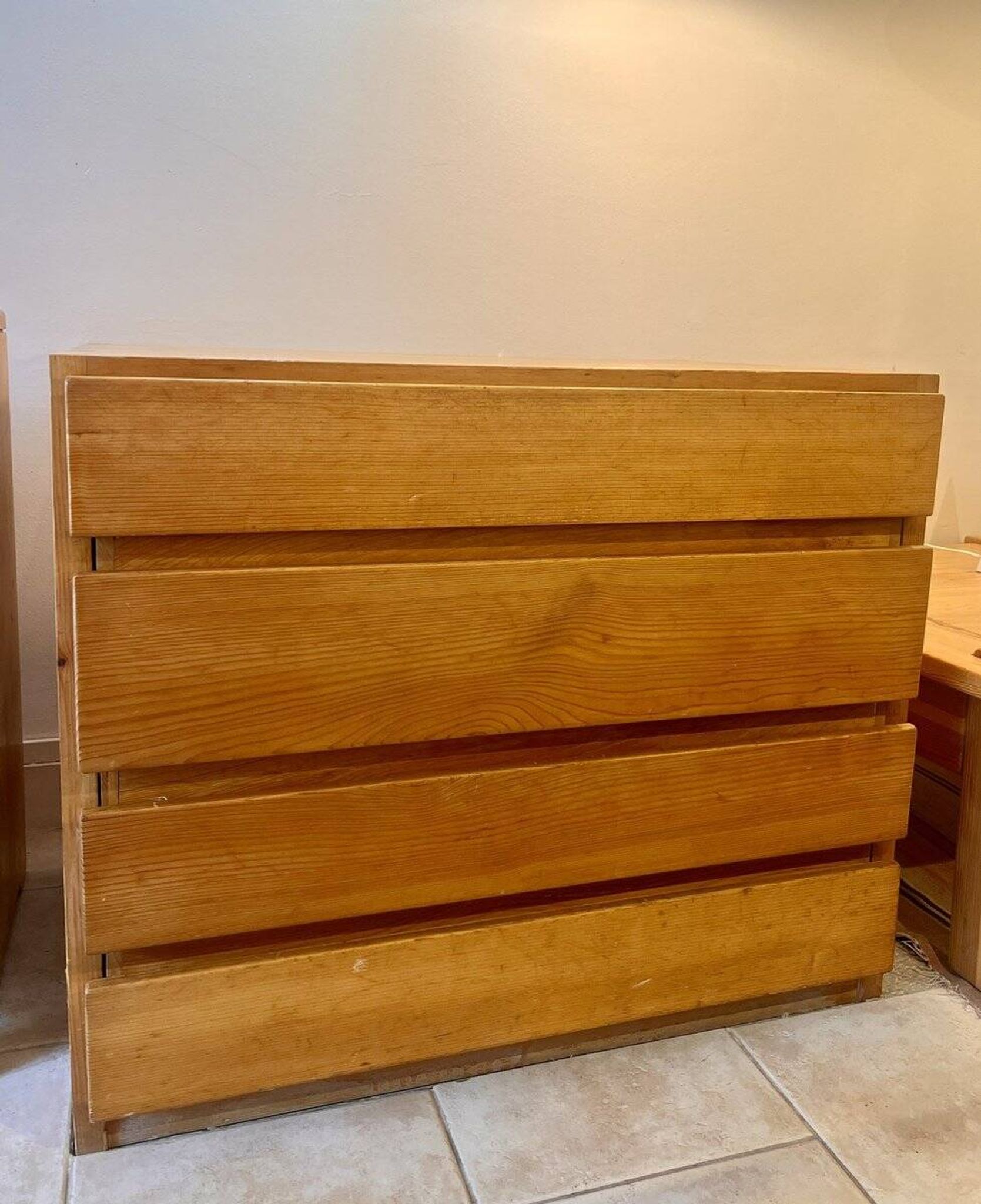 Wooden drawer chest in the style of Maison Regain, 1980s.