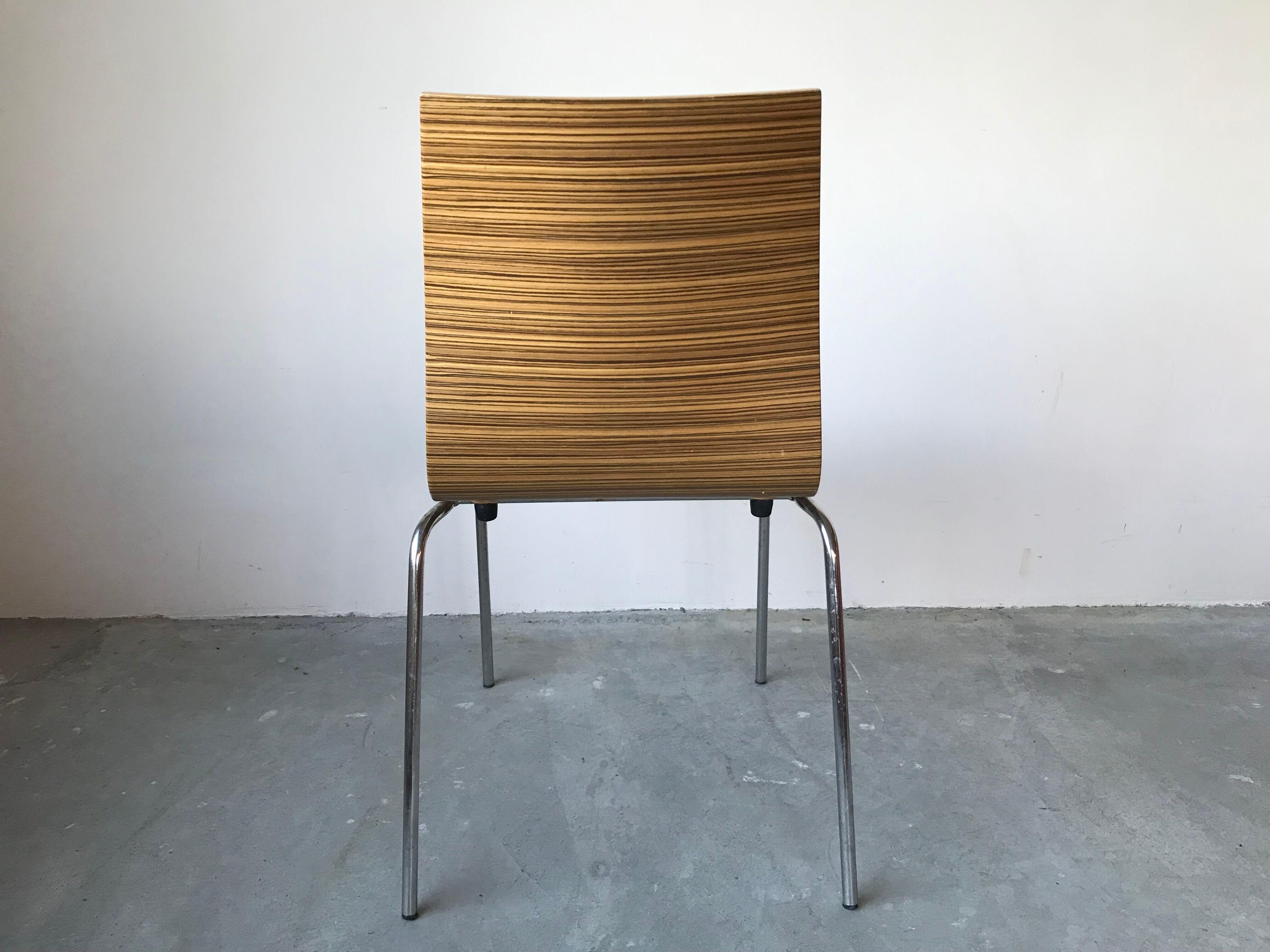 Suite of 4 zebra wooden chairs