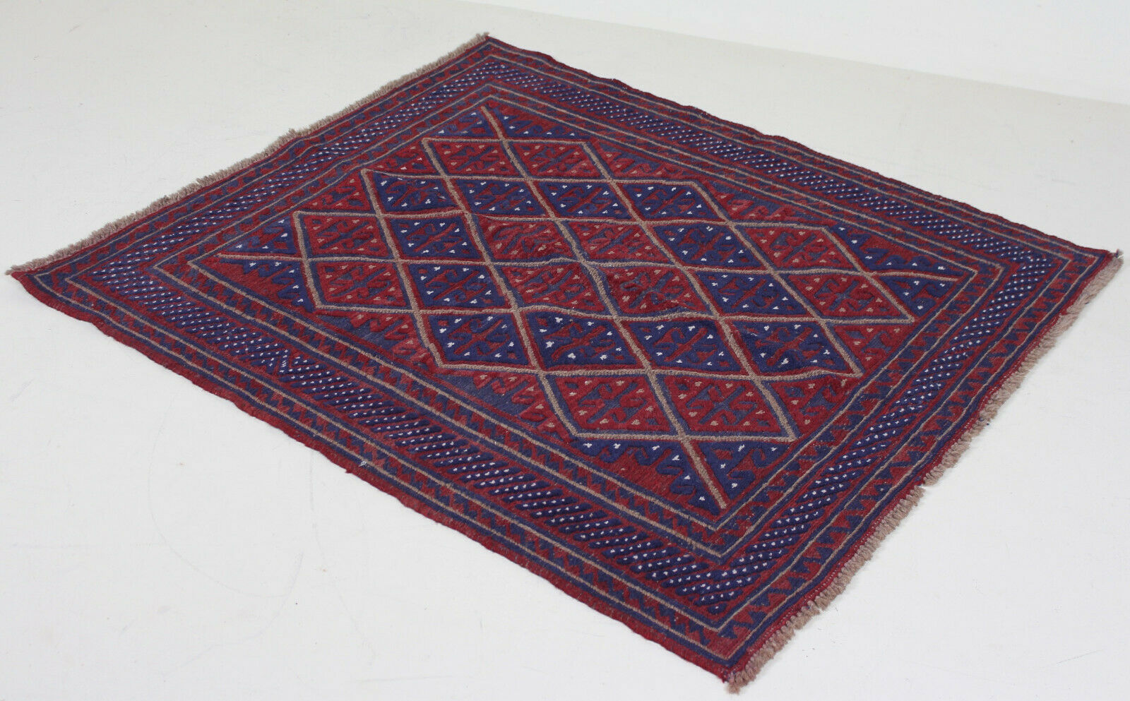 Afghan gazak geometric pattern rug 116x113cm