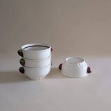 Set of 4 ceramic bowls with strawberry-shaped handles