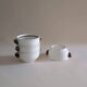 Set of 4 ceramic bowls with strawberry-shaped handles