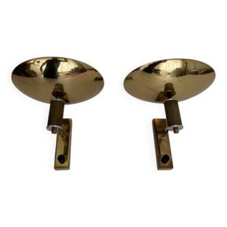 Paire d’applique vintage chrome et laiton, Italie 1980