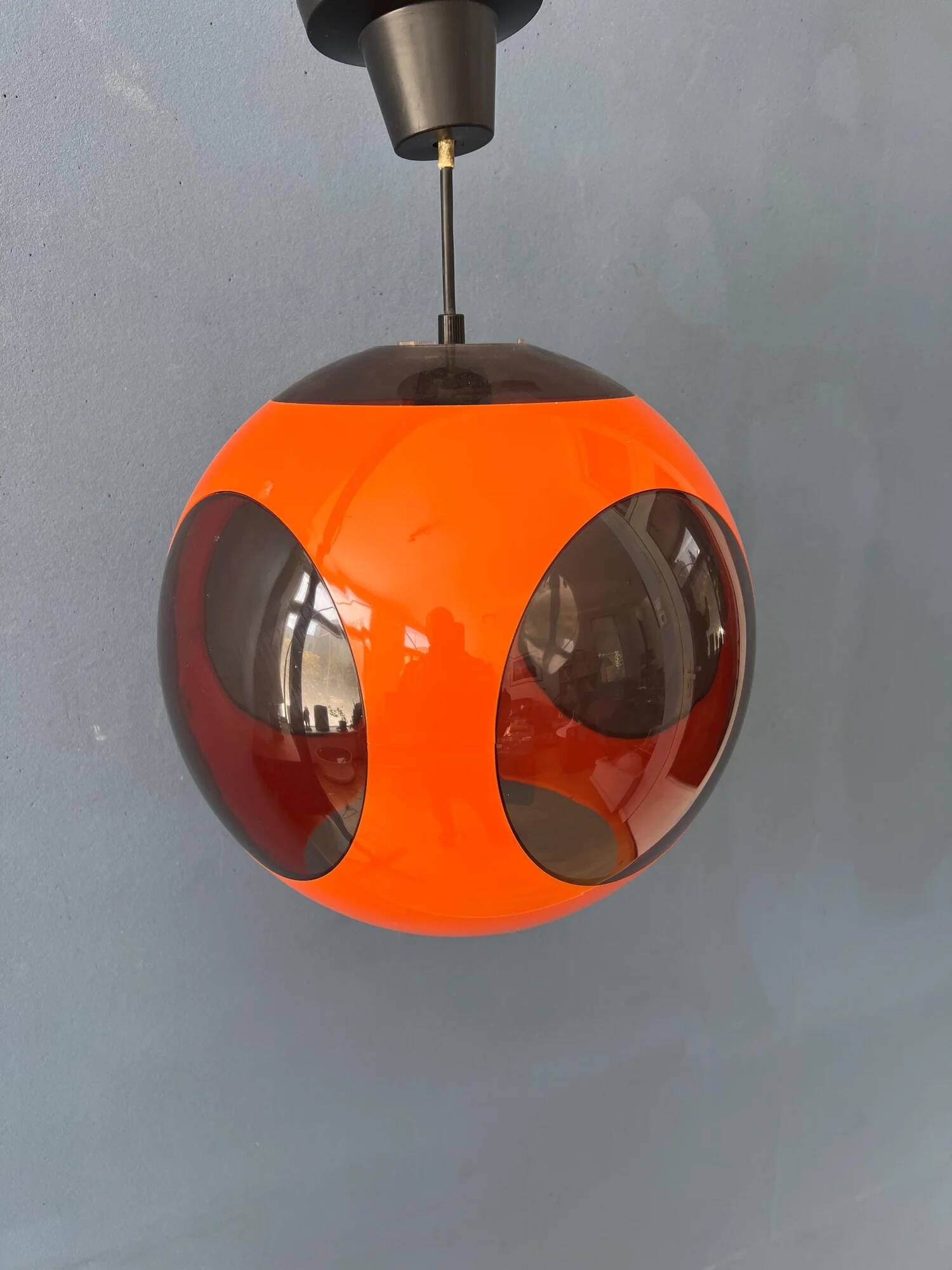 Vintage orange 'bug eye' Massive space age pendant lamp