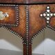 Antique Leather Studded Console Table in Gothic Pugin Style Restored