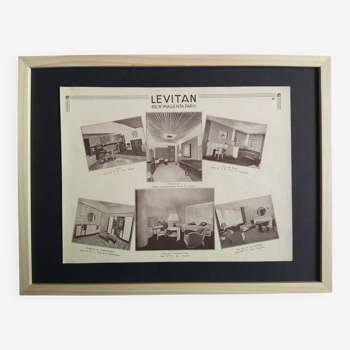 Advertising board representing a panel of 1940's furniture "Studio, Auditorium,..."