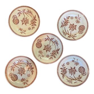 Set of 5 Terre de fer dessert plates