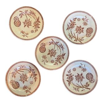 Set of 5 Terre de fer dessert plates