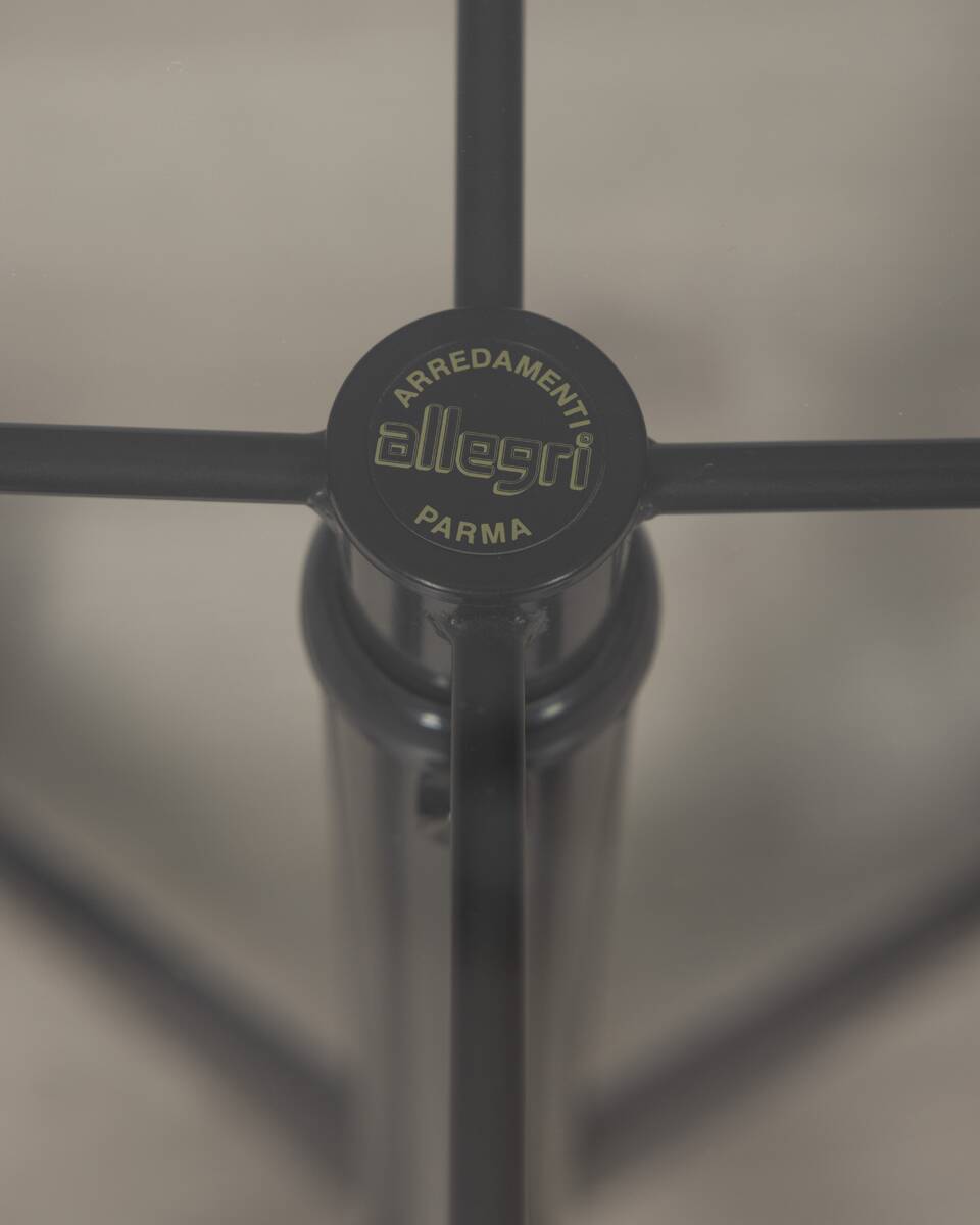Vintage 1970s side table trolley in black metal and glass by allegri parma