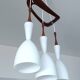 Large Scandinavian Pendant Light, Teak Wood and Glass