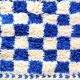Majorelle Blue Moroccan Checkerboard Rug. Handmade, 100% pure wool. 255x165cm