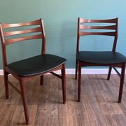 Pair of beech chairs with black skai trim Faldsled, Denmark 1970