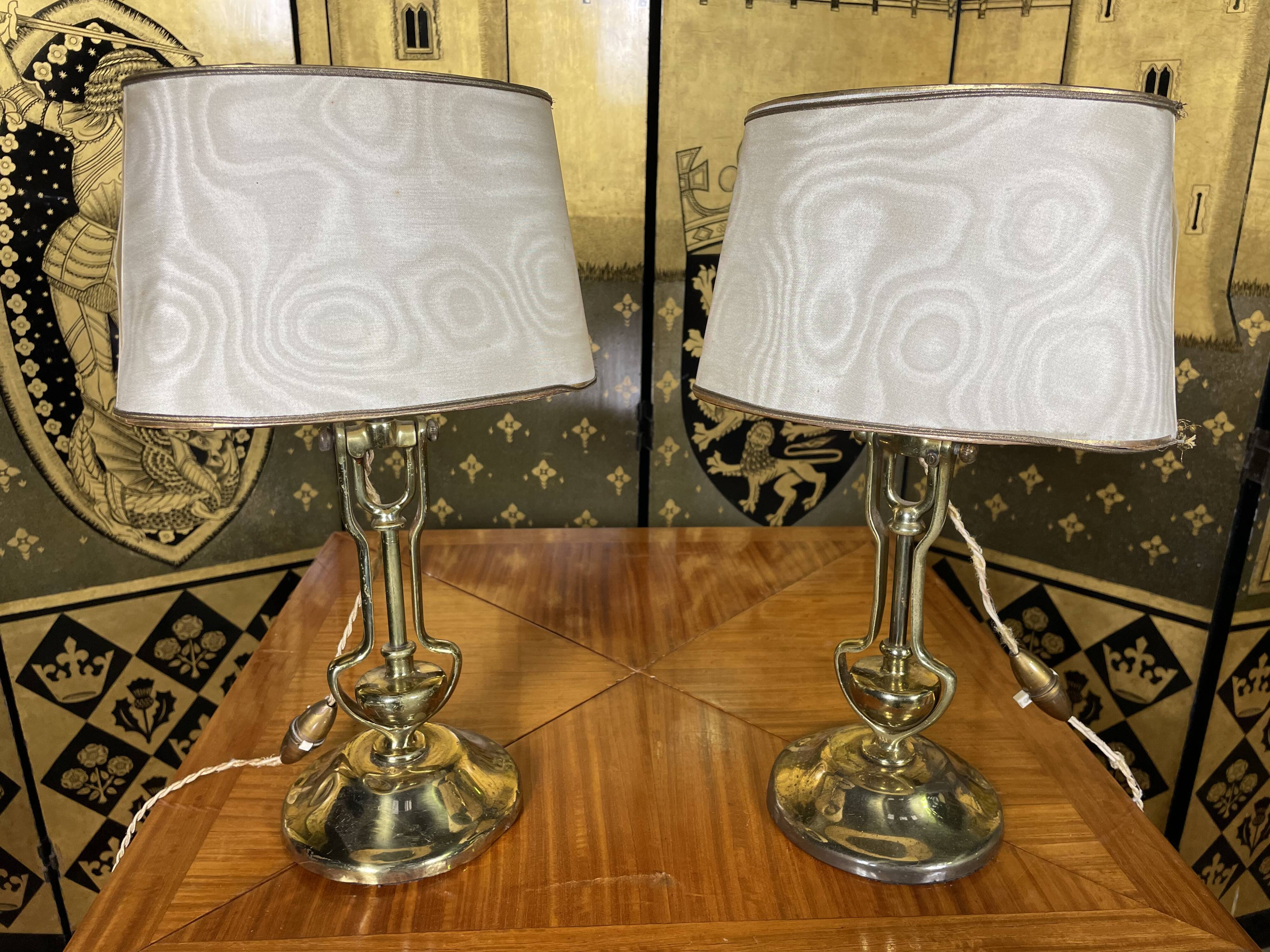 Pair of brass lamps 1960