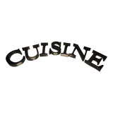 "kitchen" lettering set in blackened metal