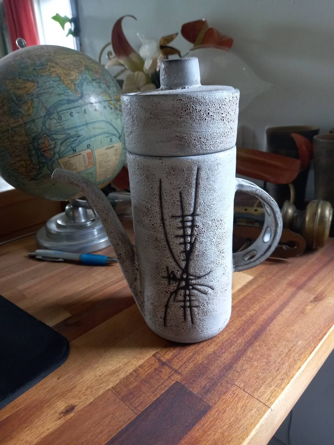 Henri Cimal's pitcher in Vallauris ceramic for the Palissy gallery.