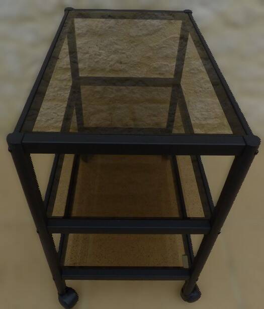 Erard design brand modern serving table with glass shelves and aluminum structure