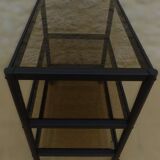 Table desserte moderne de marque erard design à étagères en verre et structure aluminium