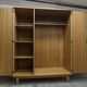 Scandinavian 3-door wardrobe in blond teak